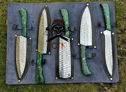 5pcs Custom made D2 Steel chef knives set