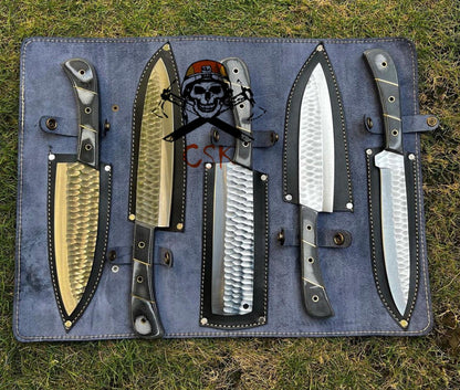 5pcs Custom made D2 Steel chef knives set