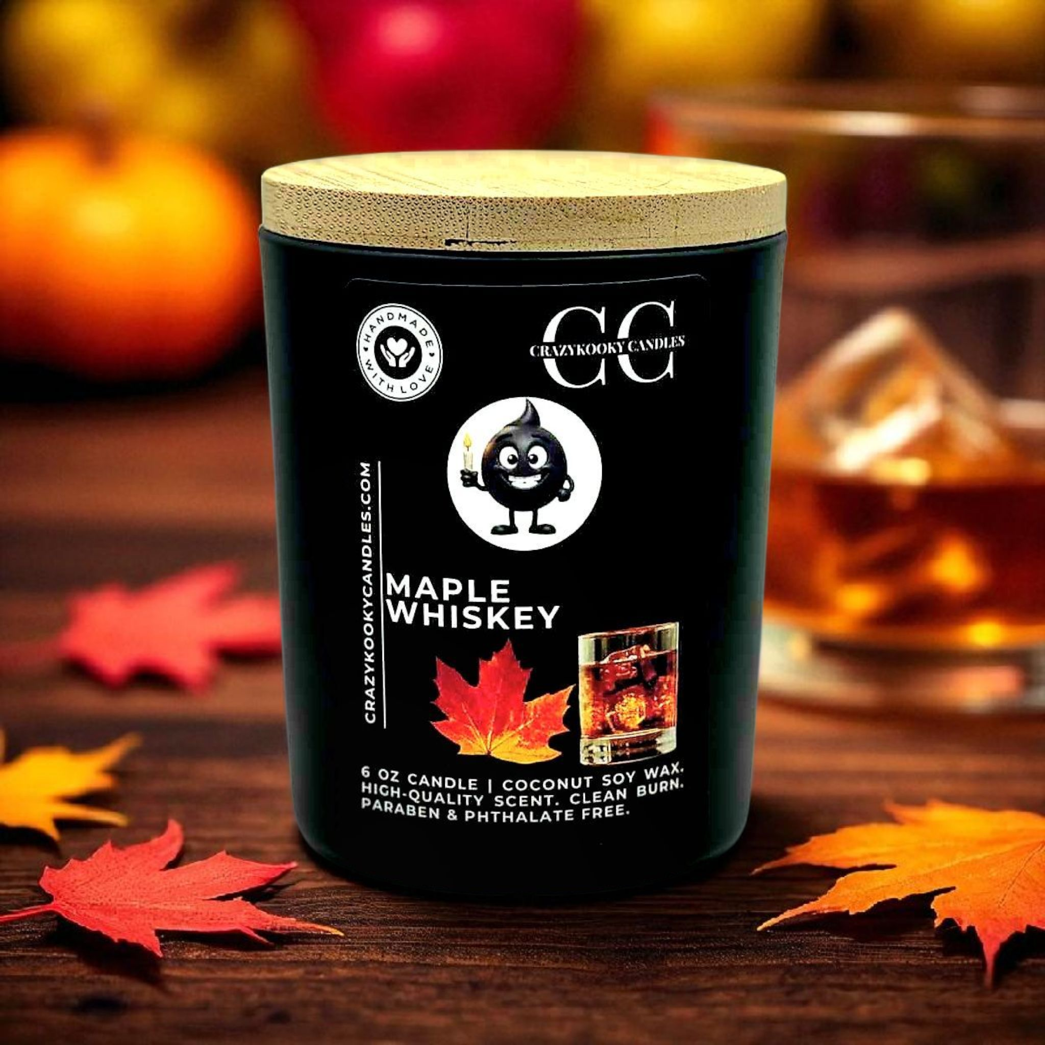 MAPLE WHISKEY - Funny Candle, Scented Coconut Soy Candle, 6oz