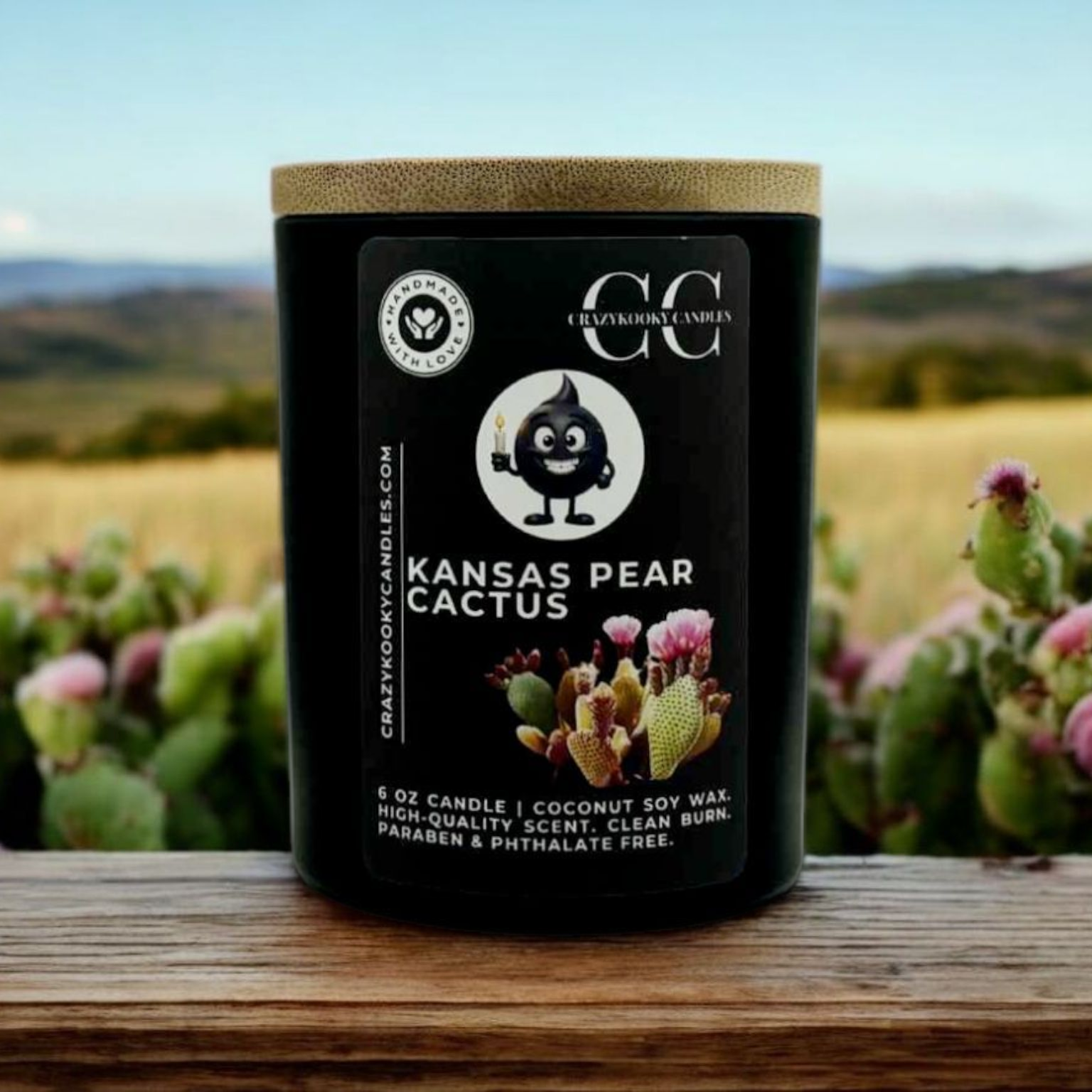 KANSAS PEAR CACTUS - Funny Candle, Scented Coconut Soy Candle, 6oz