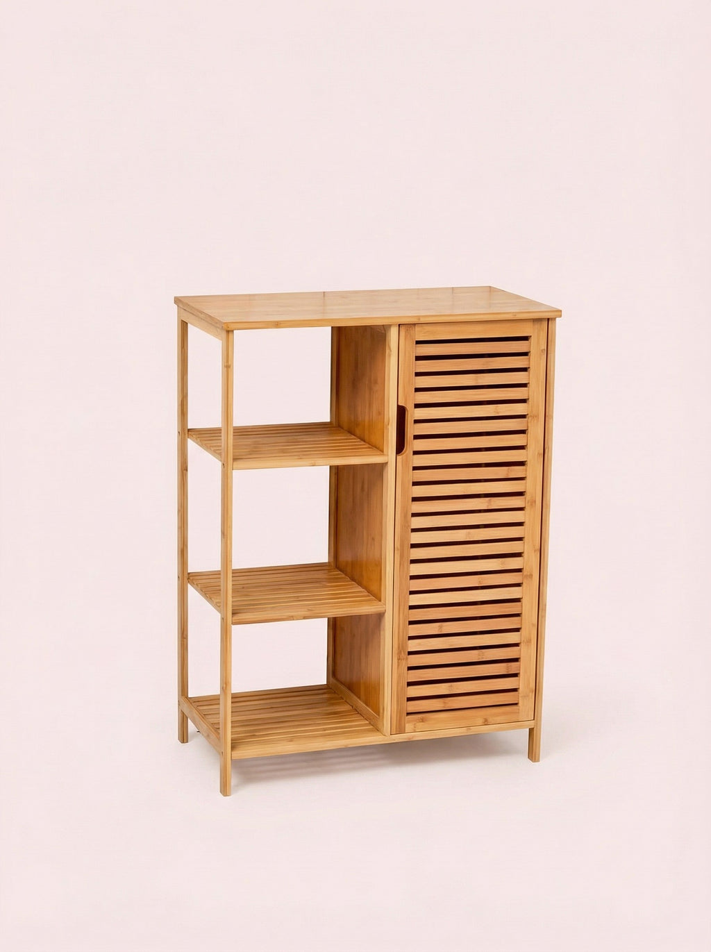 Bamboo 4 Tier Floor Cabinet with Doors, Freestanding Storage
