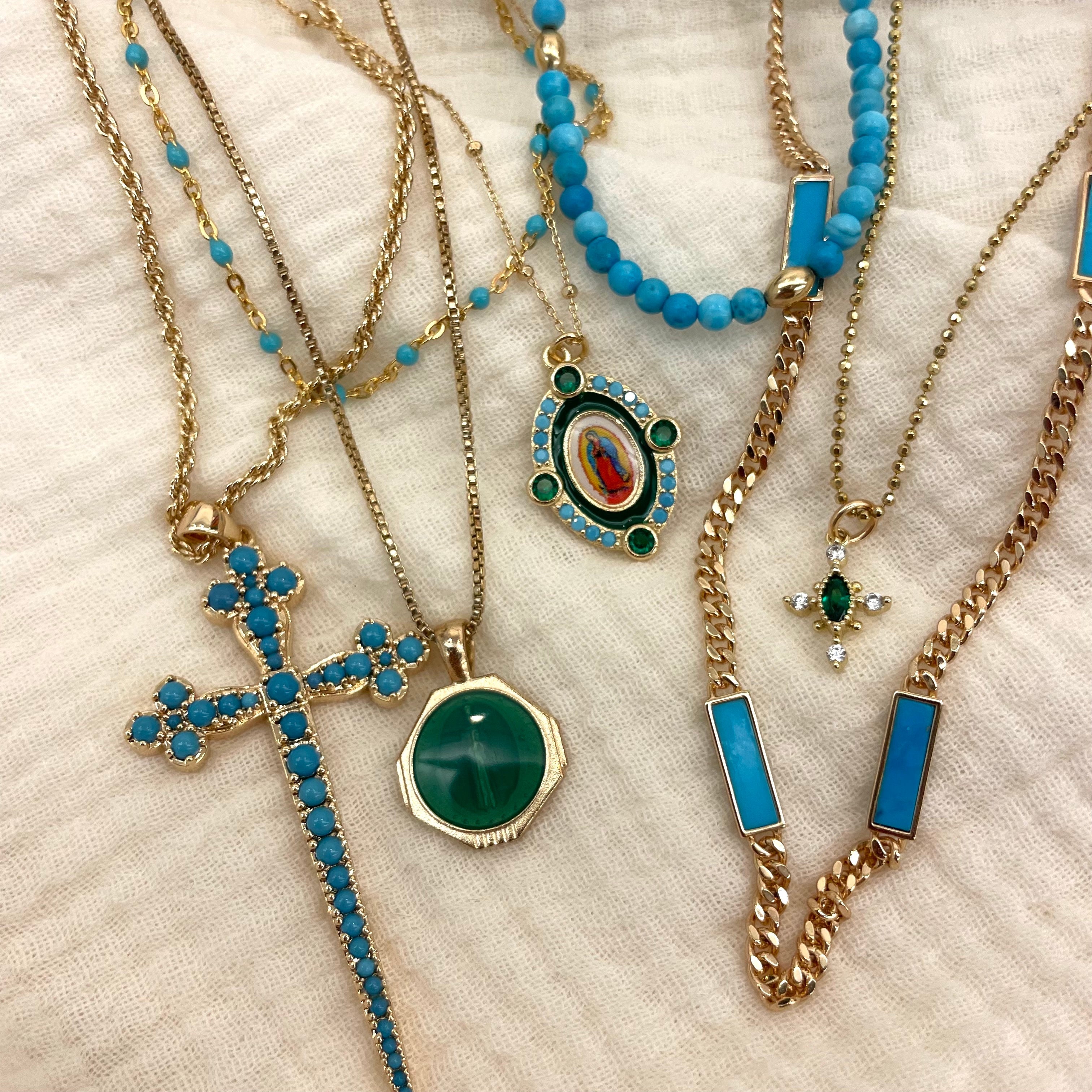 Our Emerald Lady of Guadalupe Necklace