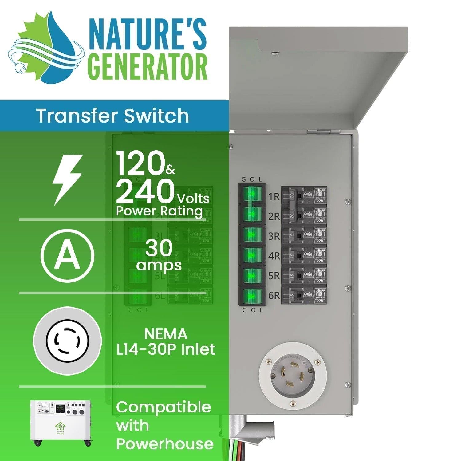 Refurbished - Nature's Generator 120/240V 30A 12-Circuit Non-Automatic Transfer Switch
